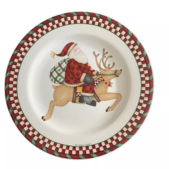 Debbie Mumm Set Of 4 Santa’s Spirit Salad/Dessert Stoneware Plates Sakura NEW - Picture 8 of 10